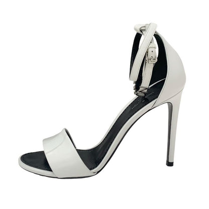 Louis Vuitton Sandals Shoes Leather White Silver Logo Strap