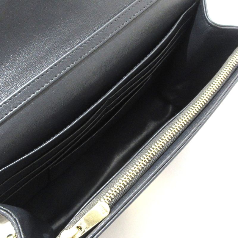 Dior/christian Dior Wallet - Black Chain Shoulder Leather