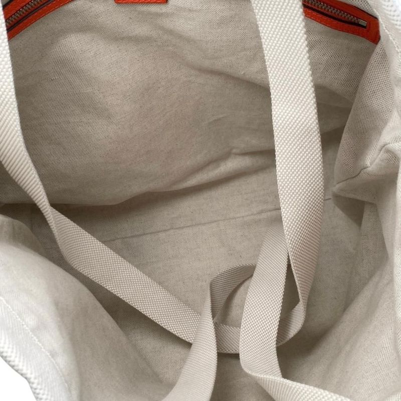Gucci Tote Bag Large 782741 Embossed Canvas Logo White Orange Gucci