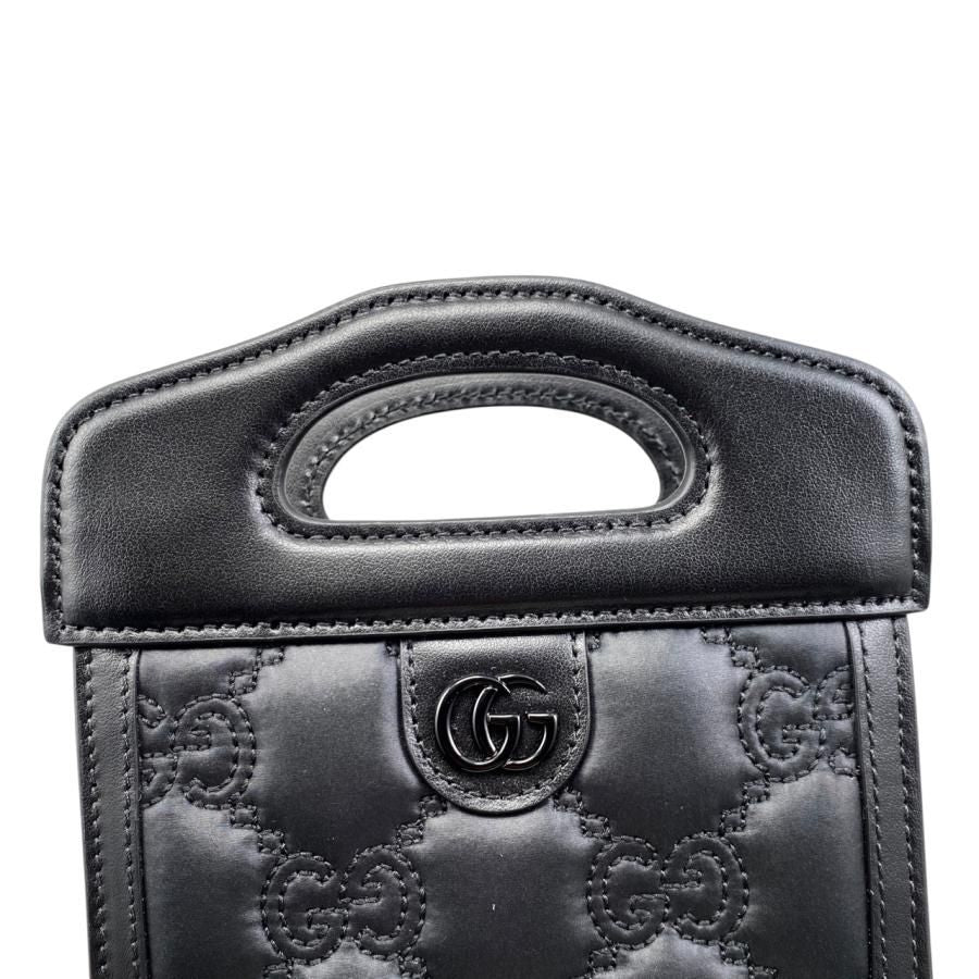 Gucci Handbag Shoulder Bag Mini Top Handle Bag 723776 Ggmatelasse Black Purple