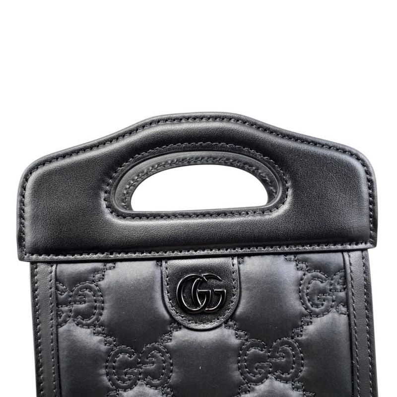 Gucci Handbag Shoulder Bag Mini Top Handle Bag 723776 Ggmatelasse Black Purple