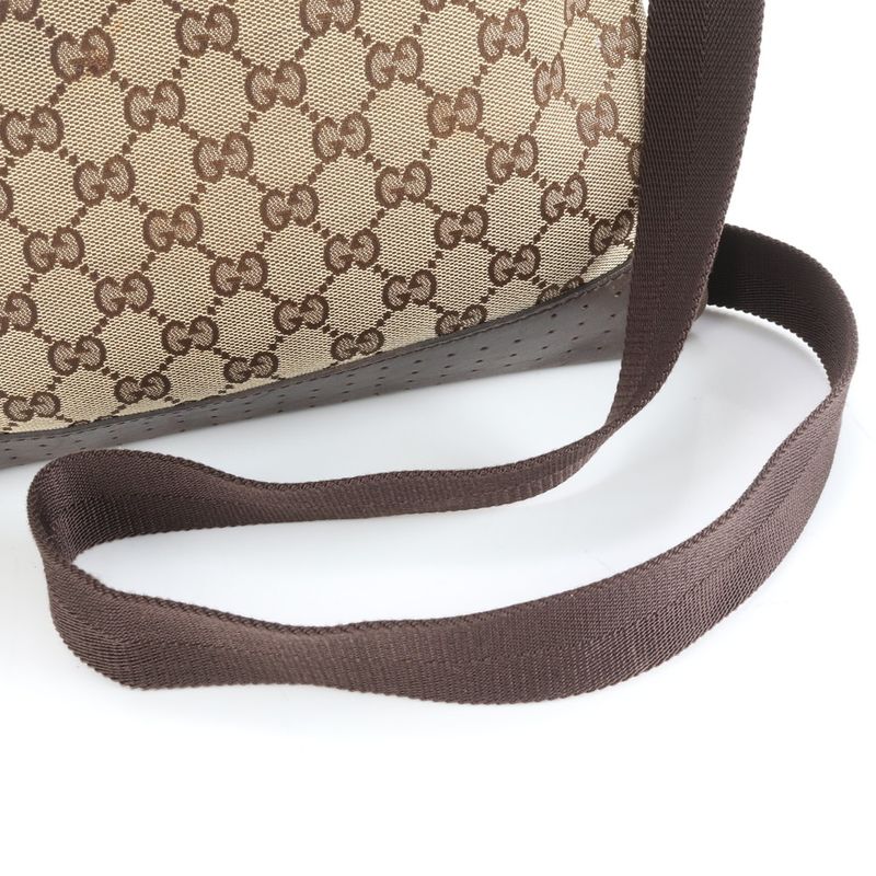 Gucci GG Canvas Perforated Leather Shoulder Bag Crossbody Messenger Business