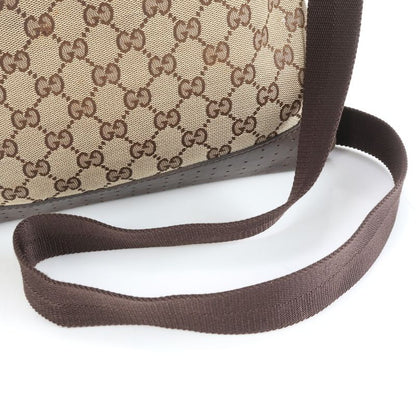 Gucci GG Canvas Perforated Leather Shoulder Bag Crossbody Messenger Business