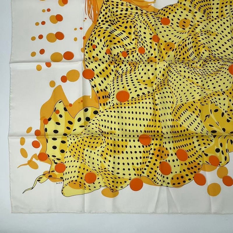 Hermes Carre 90 Silk Scarf HOLA Flamenca Ola Flamenca White