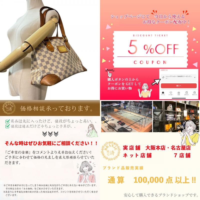 Louis Vuitton N51207 Hampstead PM Tote Damier Azure Handbag Bag Cabasn Brand