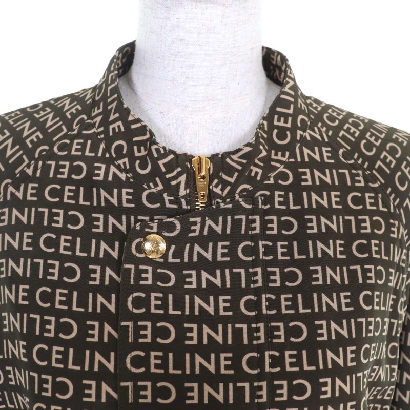 Celine 2v19j983q 100% Silk Eddy Triomphe Button Full Logo Design Collarless