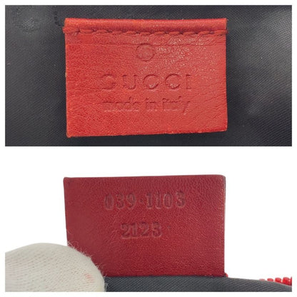 Gucci Red Silver Hardware GG Canvas 039 1108 Handbag Accessory Pouch Women