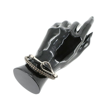 Hermes Jumbo Bracelet Choker Leather Black Gray Silver Hardware Jumbo Bracelet