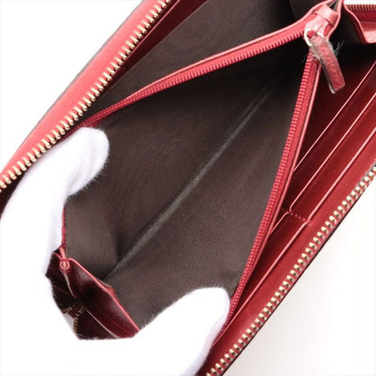 Gucci 308005 Leather Round Zip Wallet Long Red Made In Italy
