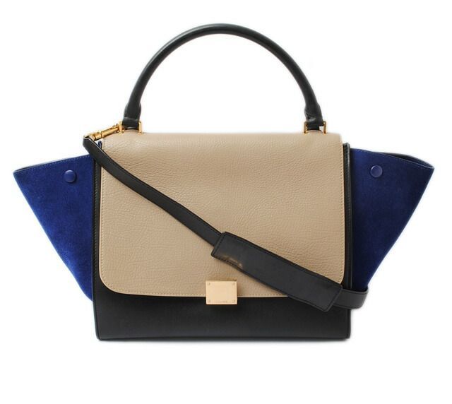 Celine Handbag Shoulder Bag Celine Trapeze 169543 Sand Beige Blue Black 2-way