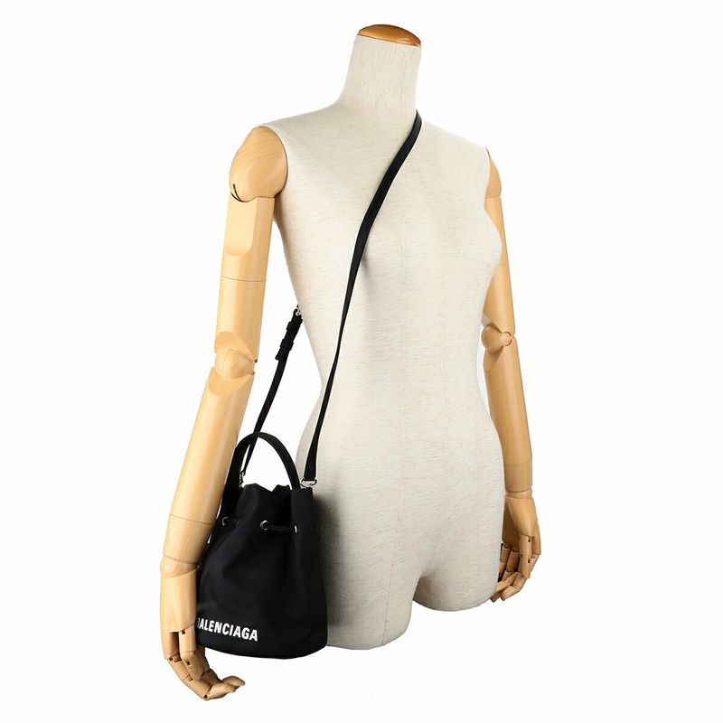 Balenciaga Shoulder Bag Wheel Drawstring Ring Black