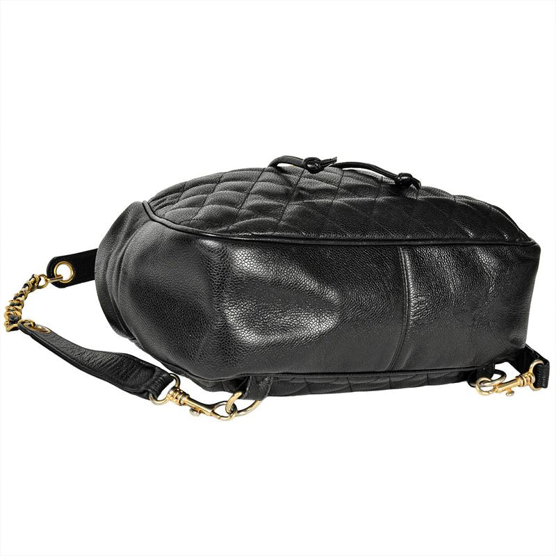 Chanel Matelasse Backpack Caviar Skin Black Gold Hardware Coco Circle