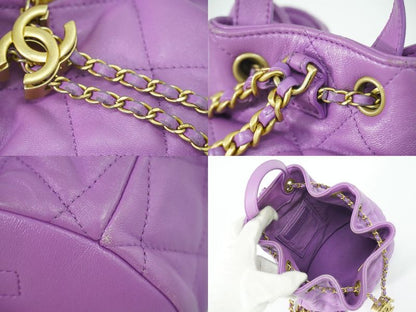 Authentic Chanel Coco Mark Matelasse Drawstring Chain Backpack Sac Backpack