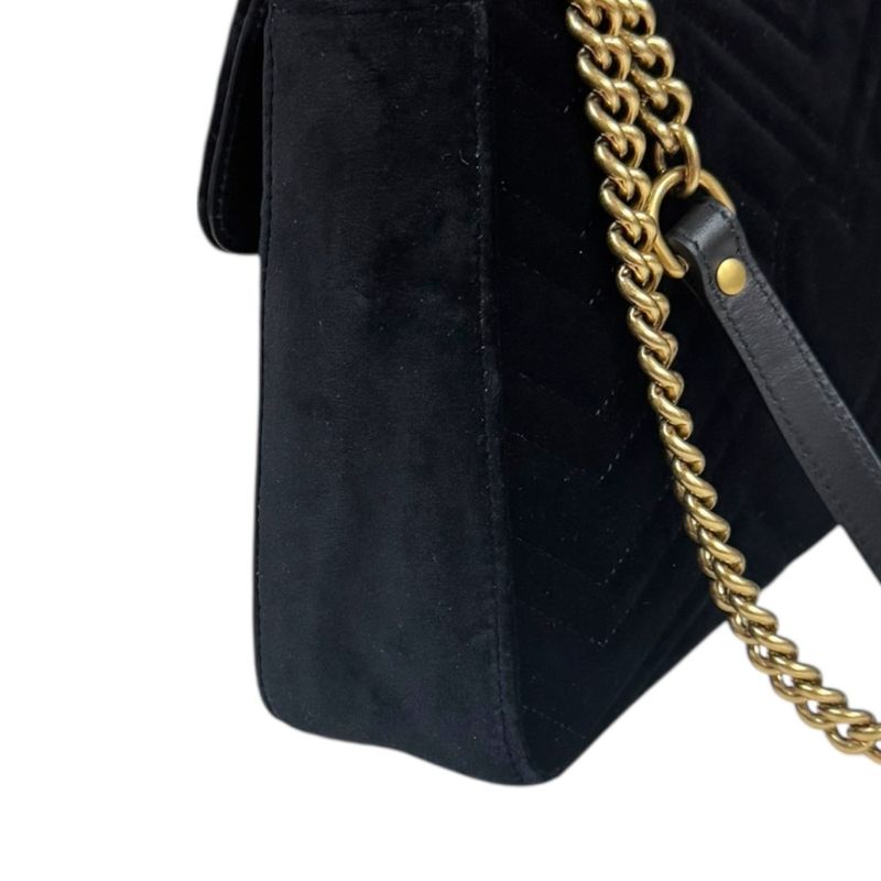 Gucci GG Marmont Shoulder Bag Velour 443496 Black Ladies Gucci  Gucci