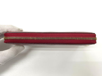 Gucci 308005 Leather Round Zip Wallet Long Red Made In Italy