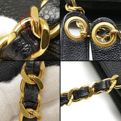Chanel Chain Shoulder Bag Caviar Skin Shoulder Strap Coco Mark Black