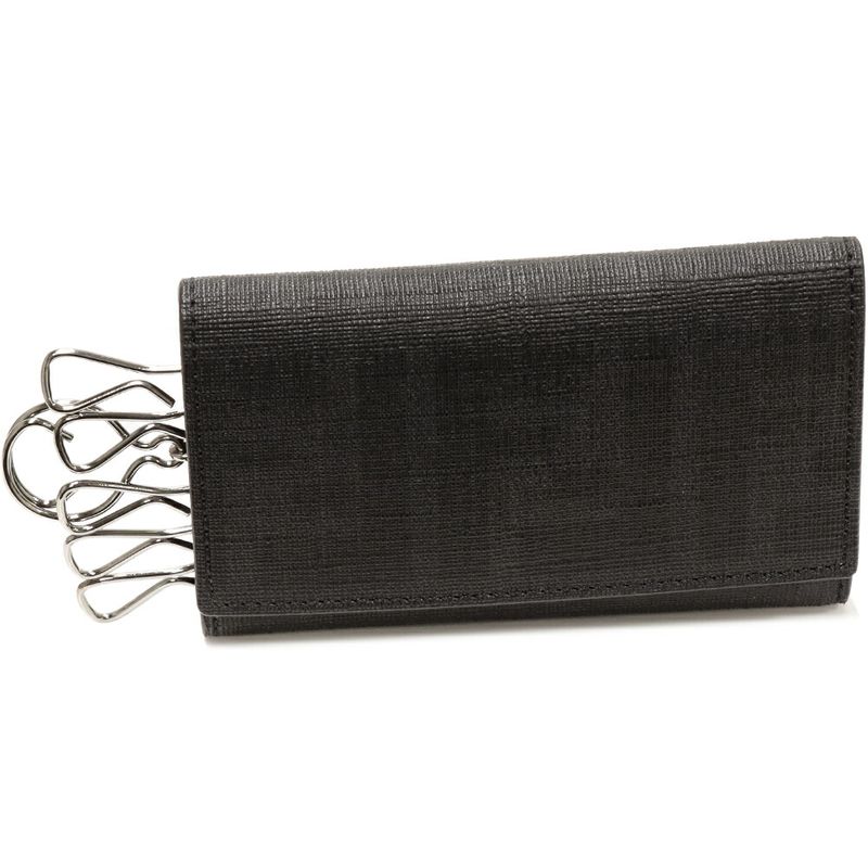 Fendi 6-stack Key Case Zucca PVC Canvas Black 8ap079 00vre F0xb8