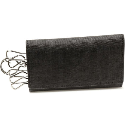 Fendi 6-stack Key Case Zucca PVC Canvas Black 8ap079 00vre F0xb8