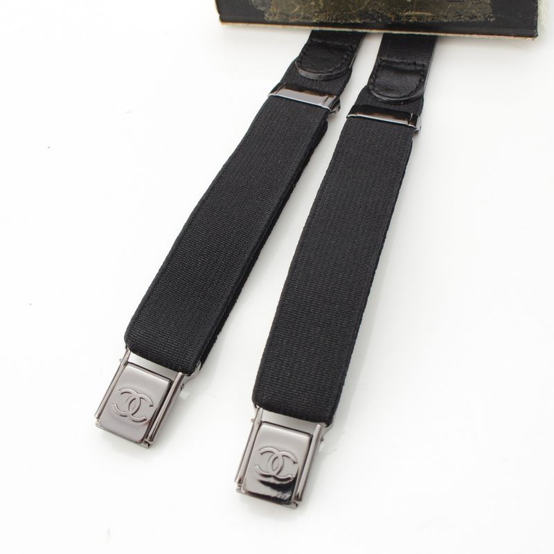 Chanel 03P Logo Coco Mark Suspenders Black