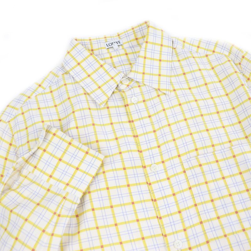 LOEWE 22SS H526y05w76 Silk Cotton Anagram Stamped Long Sleeve Shirt White