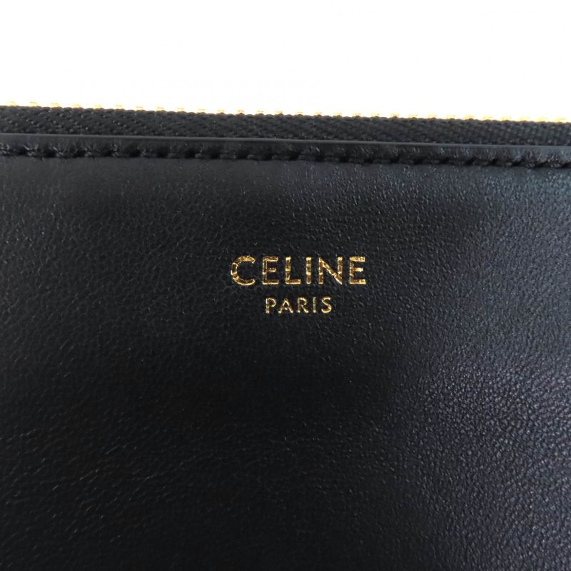 Celine 19203 Trio Small Smooth Lamb Skin Shoulder Bag Black Gold Hardware