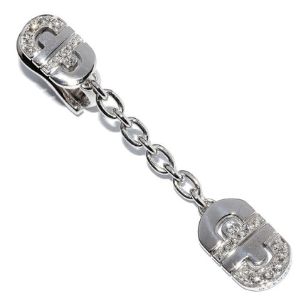 Bulgari Earring 18K White Gold Diamond 24P Parentesi Chain Drop Ear Ring One