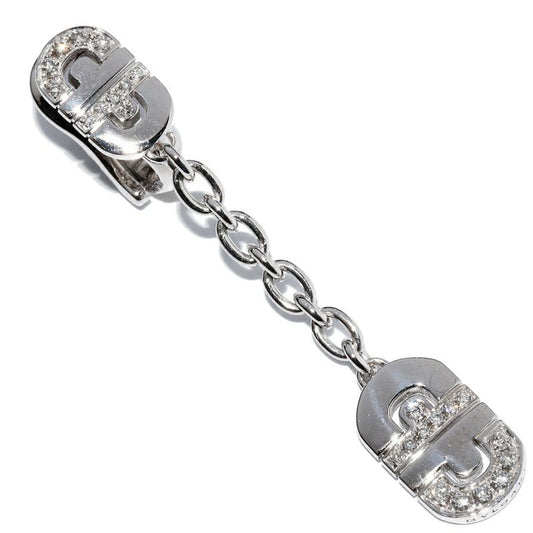 Bulgari Earring 18K White Gold Diamond 24P Parentesi Chain Drop Ear Ring One