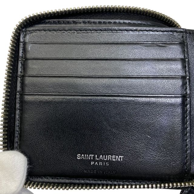 Saint Laurent Paris 505933 Fold Wallet Compact Wallet Round Zipper Leather