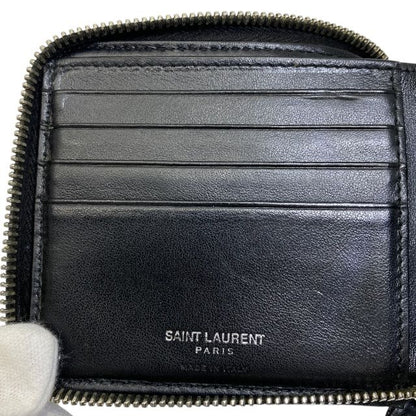 Saint Laurent Paris 505933 Fold Wallet Compact Wallet Round Zipper Leather