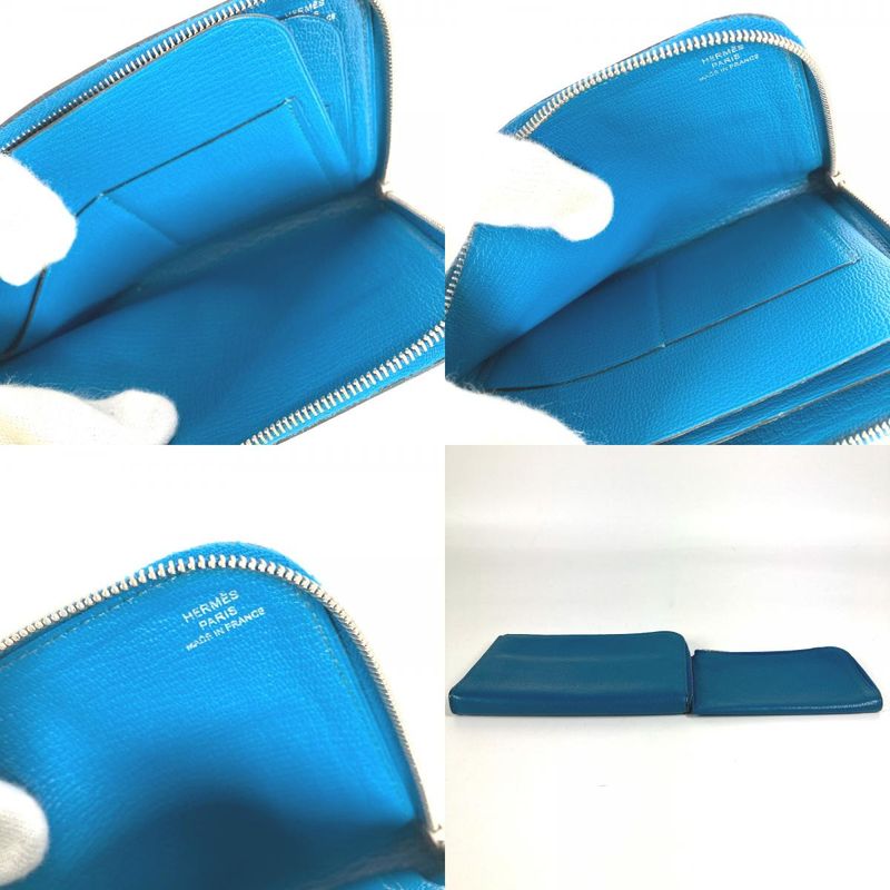 Hermes Coin Case Remix Duo Leather Blue