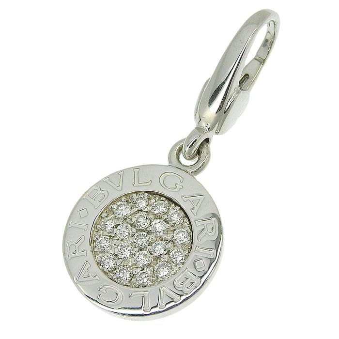 Bvlgari Diamond Pendant Top 18K White Gold 750 White Gold Diamond Charm
