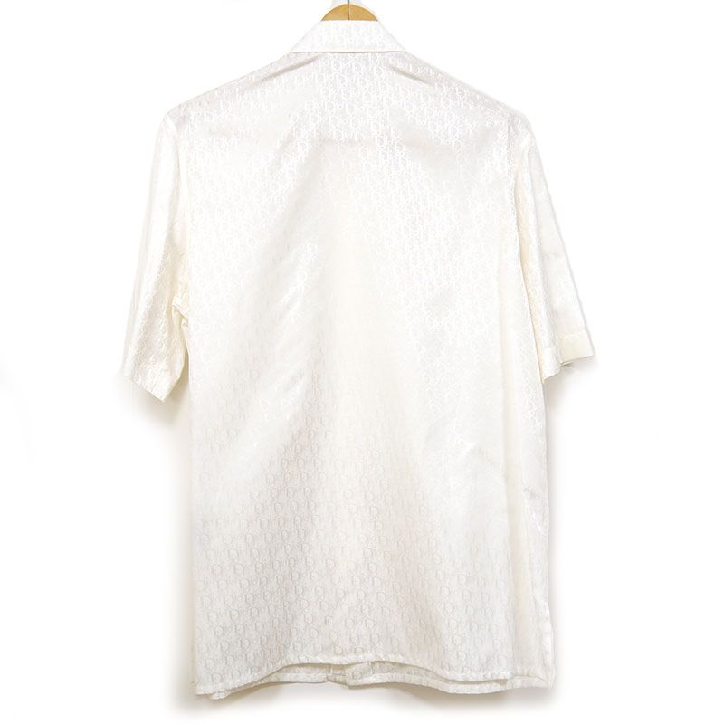 Dior Oblique Short Sleeve Shirt Size 38 White Silk Cotton