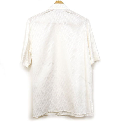 Dior Oblique Short Sleeve Shirt Size 38 White Silk Cotton
