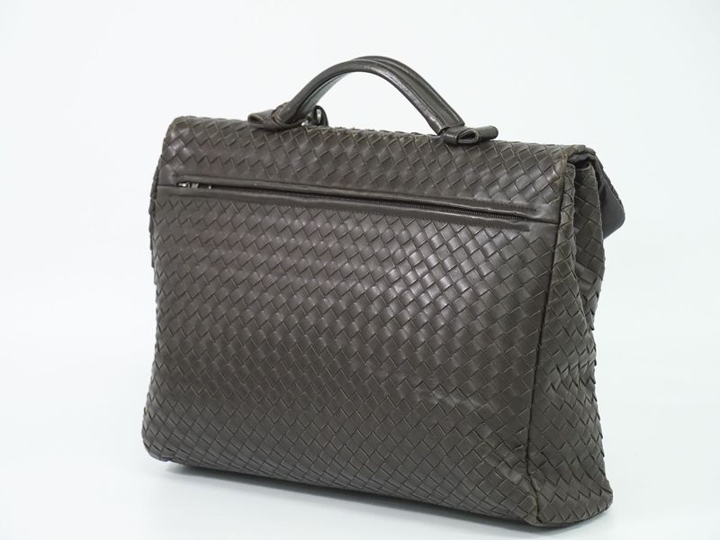 Authentic Bottega Veneta Intrecciato Business Bag Handbag Leather Brown