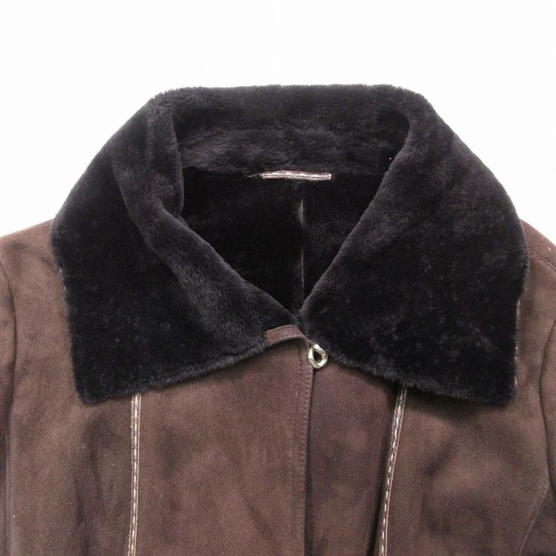 Fendi Mouton Boa Long Coat Knee Length Brown Size 48 Men's Women's