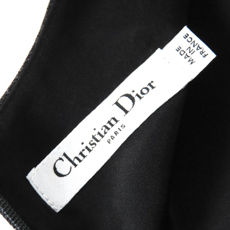 Christian DIOR 2023 341r30a1518 100% Wool Check Sleeveless Dress With Ribbon