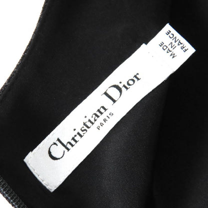 Christian DIOR 2023 341r30a1518 100% Wool Check Sleeveless Dress With Ribbon