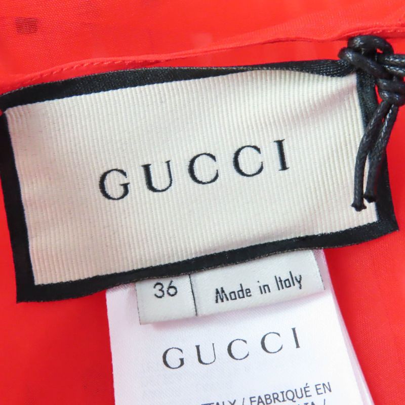 Gucci 2020 633322 100% Silk Sheer Long Sleeve Blouse Top With Rhinestones Red