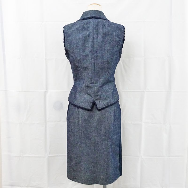 Chanel Setup Vest Gilet 38 Skirt 36 Denim Cotton Apparel Clothes Ladies