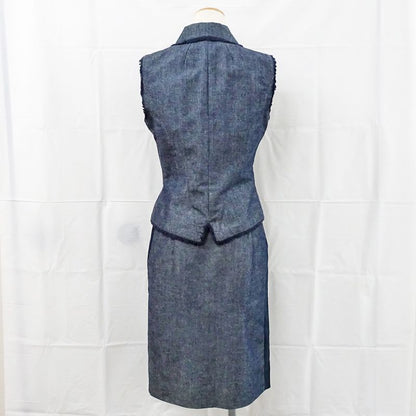 Chanel Setup Vest Gilet 38 Skirt 36 Denim Cotton Apparel Clothes Ladies