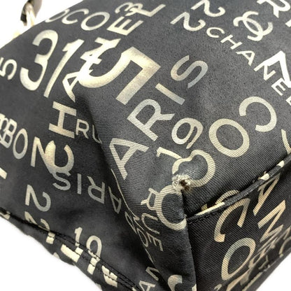 Chanel Tote Bag Vichy Line Ivory×dark Gray Cotton