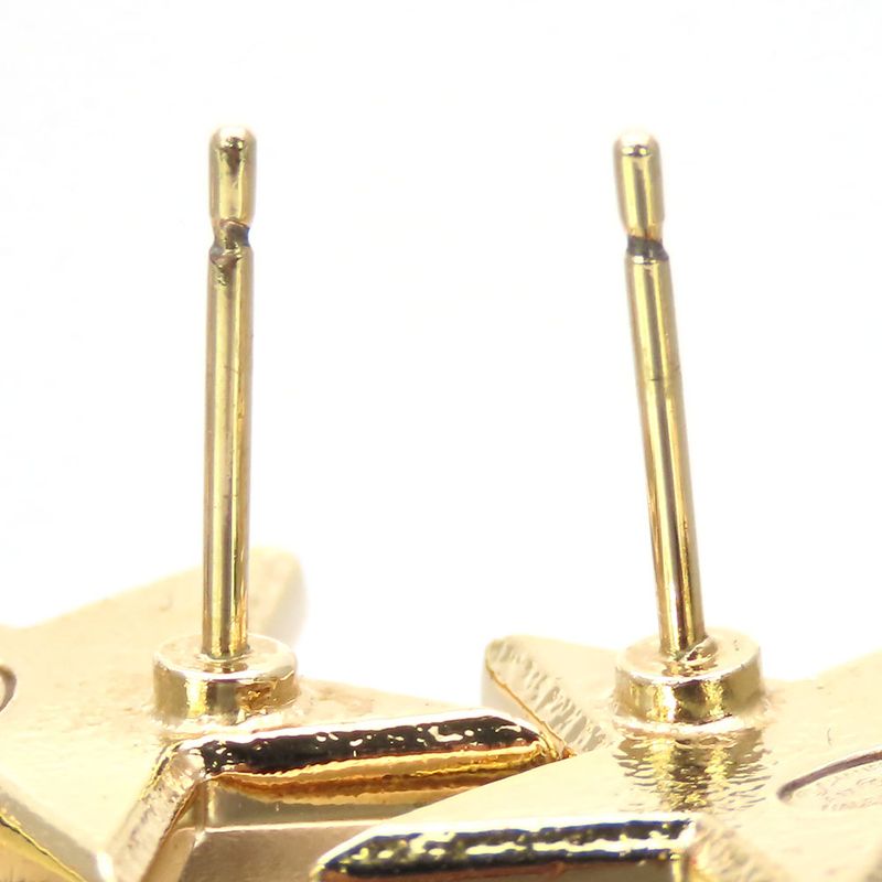 Chanel Earrings Triple Star Coco Mark Metal Gold Plated Accessories 3strand