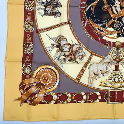 Grade Hermes 100% Silk Scarf Carre 90 Chevaux DE Trait Cart Horse