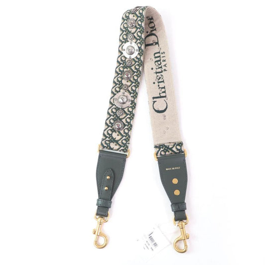 Christian DIOR Embroidery Shoulder Strap Oblique Greenish Women