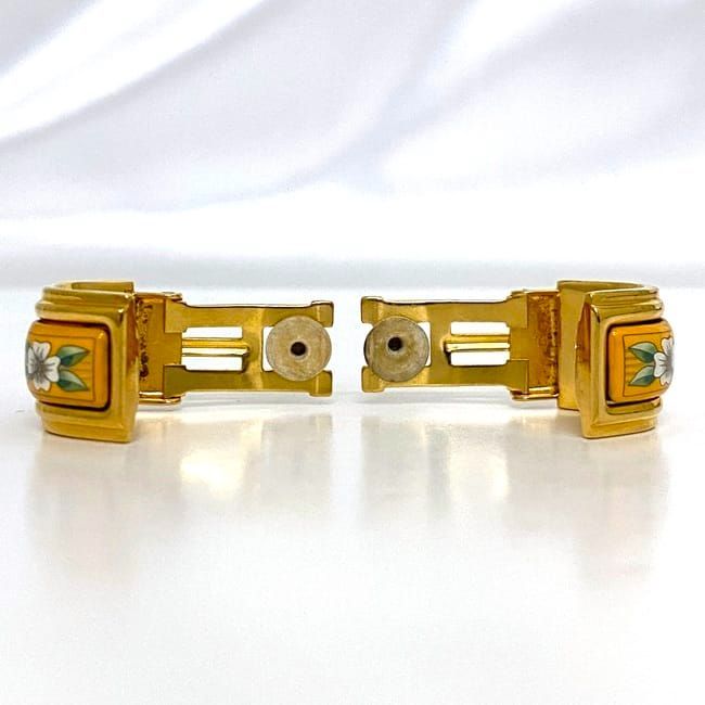 Hermes Earring Ec21464 Gold Excellent Condition GP Cloisonne Used