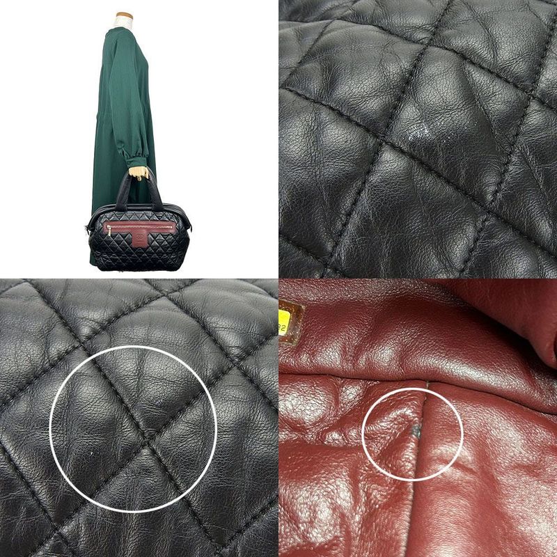Chanel Tote Bag Boston Coco Cocoon 13th Black Bordeaux Leather Quilted Usual