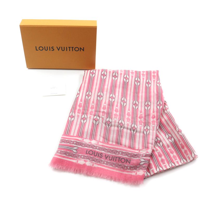 Louis Vuitton M78730 100% Cashmere Fringed Logo Design Large Size Stole Shawl