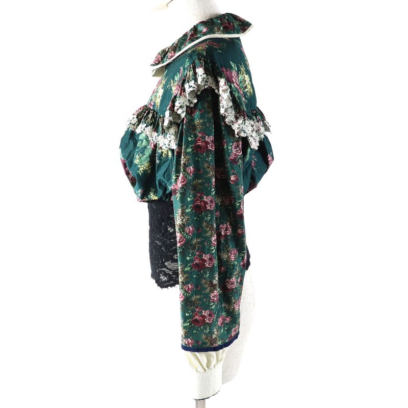 Louis Vuitton 19AW Cotton Silk Floral Pattern Ruffle Lace Long Sleeve Blouse