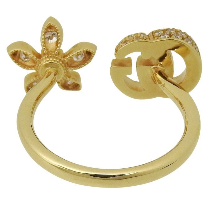 Gucci Flora GG Diamond Ring 18K Yellow Gold 750 Yellow Gold Diamond #14 Approx