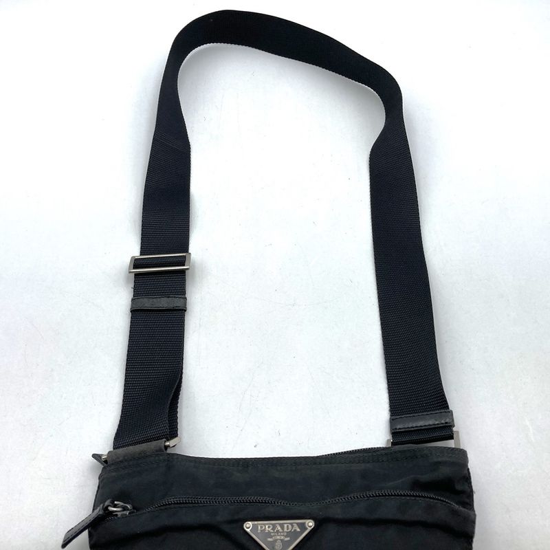 Prada Crossbody Shoulder Bag Black Nylon Triangle Logo Triangle Logo Women Men